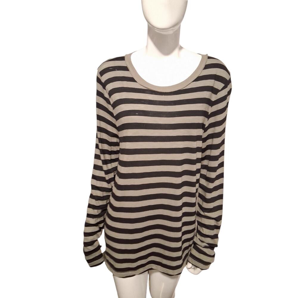 Michael Stars Quiet Luxury Women's size Large Grungecore Dani Stripped Comfy Tee